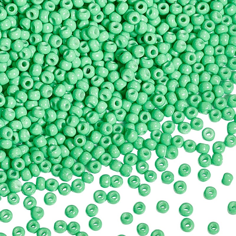 PH PandaHall 6000 Pcs 11/0 Glass Seed Beads Opaque Green 2mm Seed Beads Round Waist Bead Mini Loose Spacer Bead for Bracelets Necklaces Jewelry Making St. Patrick's Day Decoration - Image 1